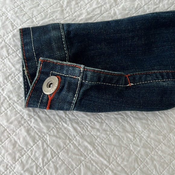 Gorgeous women’s denim jacket. Size L. Orange and white details. Like new! - Picture 4 of 8